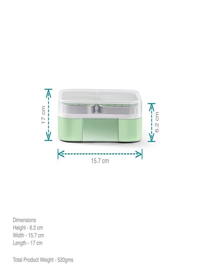 VAYA TYDBYT Lunchbox, Stainless Steel Bento Lunch Box with 3 Compartments - Ideal for Kids, Office, and School Use, Color - Winter Mint - Image 4